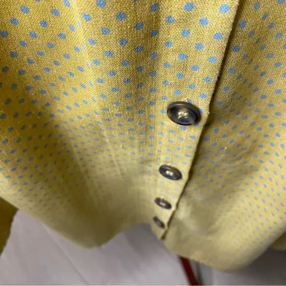 Umgee Polka Dot with Pockets Summer Dress Women's Yellow with Blue Size Large - Picture 10 of 16